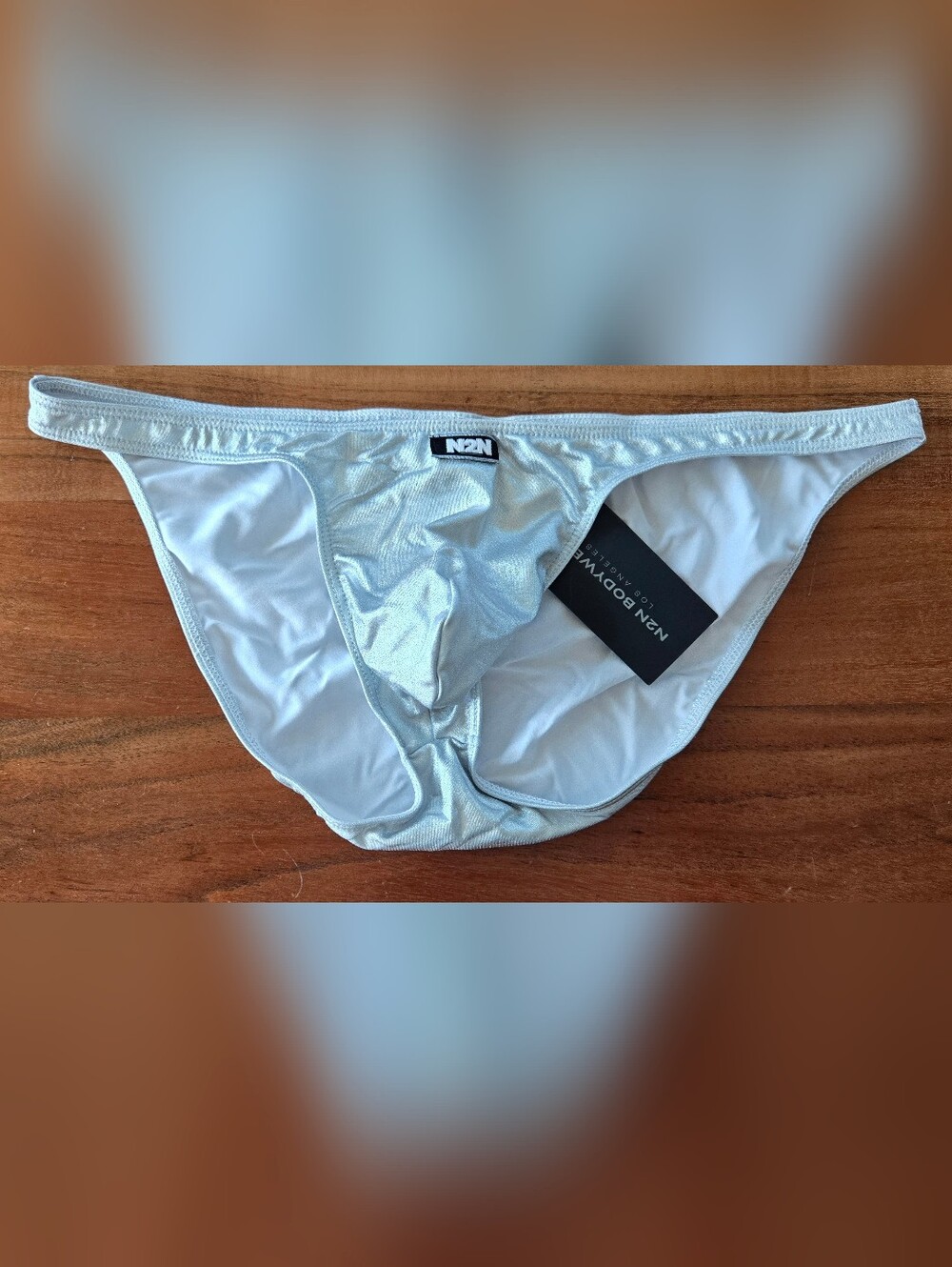NZN Silver Men's Briefs - Shiny Metallic Low-Rise Bikini